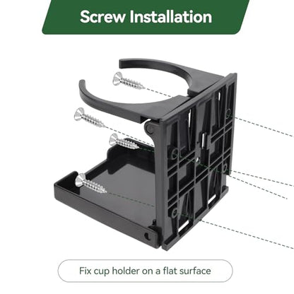 2pcs Foldable Cup Holder Adjustable Wall Mounted Cup Holder 60-100MM Wall Car Desk Drink Holder for Home Trucks RVs Vans Boats Campers Caravans (Black) - color: Black