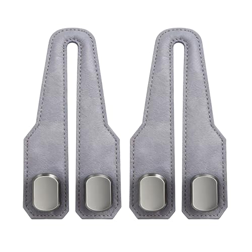 Eadwe Headrest Hooks for Car, 2026 New Car Seat Back Zinc Alloy Double Hook for Purses and Bags,Twinhook Leather Car Headrest Hangers Seat Back Organizers for Travel (Grey*2) - color: Grey*2