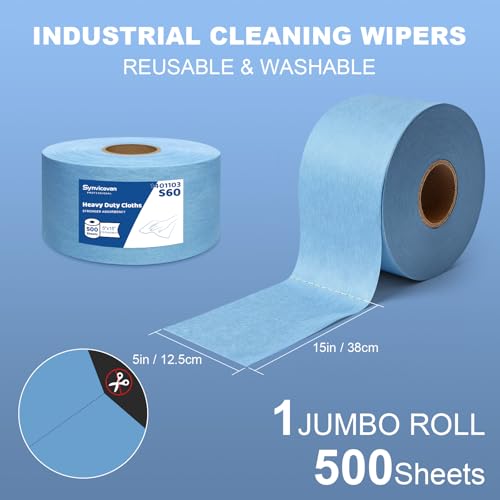 Cleanroom Wipes Heavy Duty Cloths, Lint-Free and Extra Absorbent Towels Jumbo Roll, Blue (15"x 5", 500 PCS) - color: Blue