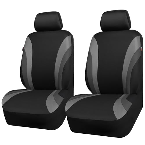CAR PASS Line Rider Sporty Front Seat Covers,Gray Car Seat Covers Two Front Seats Only, Airbag Compatible,Universal Fit Sedans,Cars,Vans,SUV,Truck(Black and Gray) - color: Black and Gray, size: Two Front Seat