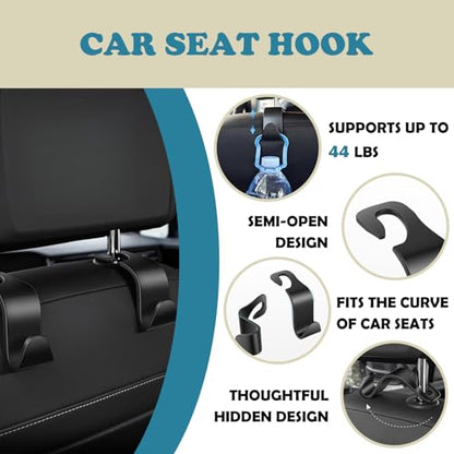 Car Organizer Kit,1PC CarSeat Storage Hanging Bag,Multi-Pocket Organizer,1PC Sunglasses Magnetic Holders for Car Visor,4PCS CarBack Seat Headrest Hooks,4PCS 2.76''Cup Holder Coasters