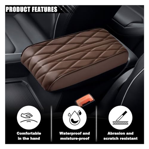 Car Center Console Cover Pad, Leather Auto Console Arm Rest Cover, Waterproof Car Armrest Seat Box Cushion Protector, Memory Foam Armrest Pillow for Most Cars (Coffee) - color: Coffee