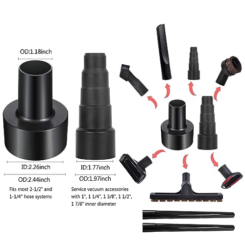 14 Pcs Universal Vacuum Attachments for Shop Vac Accessories, 1 1/4" to 2 1/2" Hose Adapter, 1" to 1 7/8" Vacuum Cleaning Kit Vacuum Extension Wands Accessories - size: M 14 Pcs
