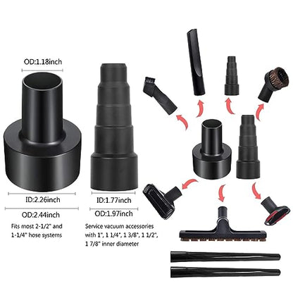 Vacuum Attachments for Shop Vac Accessories, 1 1/4" to 2 1/2" Vacuum Cleaning Accessorie Kit, 1" to 1 7/8" Vacuum Brush Attachment for Shop Vac Attachments Set of 11 - size: S 11 Pcs