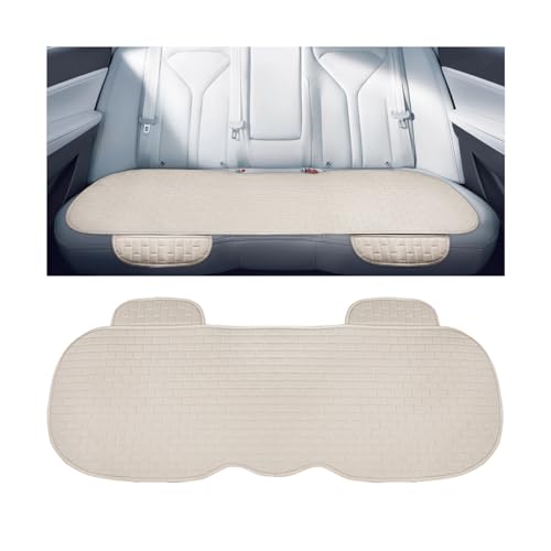 Car Back Seat Cover, Anti-Slip Long Comfortable Vehicle Rear Chair Protectors with Storage Pocket, Breathable Automotive Back Bench Cushion Pad, Universal for SUV Sedan Truck (Beige) - color: Beige