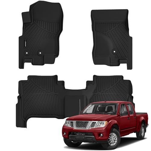 Auxko All Weather Floor Mats for Nissan Frontier Crew Cab 2008-2021 All Season TPE Accessories Guard Odorless Anti-Slip Floor Liners for Nissan Frontier Crew Cab 2008-2021 - size: 6) frontier|2008-2021|floor mats
