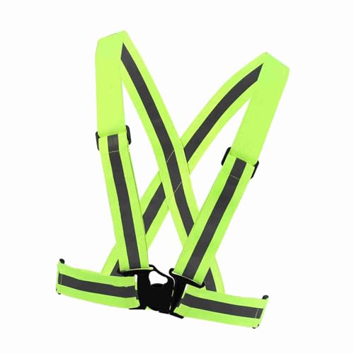 Reflective Vest High Visibility Safety Vest Strap Adjustable and Elastic Gear for Running Cycling Jogging and Walking, Lightweight Night Safety Equipment with Large Reflective - color: Green