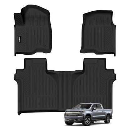 Naibeve Floor Mats for 2019-2025 2026 Chevrolet Chevy Silverado 1500 / GMC Sierra 1500, 2020-2026 Silverado/Sierra 2500HD / 3500HD Crew Cab with 1st Bench Seat Without Rear Underseat Storage Box - size: 15)Silverado|2019-2026