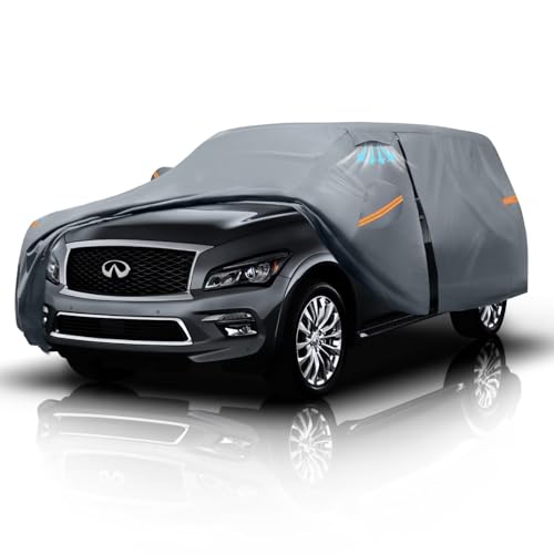 Large SUV Car Cover for Infiniti QX80 (2014-2026) 100% Waterproof All Weather, Heavy Duty Outdoor Full Exterior Covers Rain Sun Wind UV Protection. - color: SUV Car Cover, size: Custom Fit Infiniti QX80+Towel+Bag
