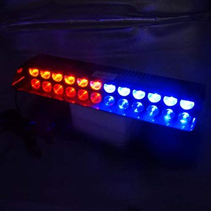 Red Blue Led Strobe Flash Light Emergency Warning 12-Led Sucker Dashboard Interior Roof Windshield Dash Safe Caution Hazard Light with Suction Cups for Car Vehicle Boat SUV Firemen Fog DC 12V - color: Red & Blue
