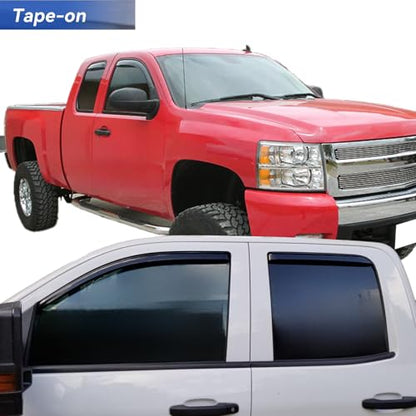 in Channel Rain Guards Window Visors Compatible with 2014-2018 Chevrolet Silverado & GMC Sierra 1500/2500HD/3500HD Extended Cab,Side Vent Visors Window Deflectors,Truck Accessories-4pcs - size: For Silverado/Sierra Extended Cab 14-18 In Channel