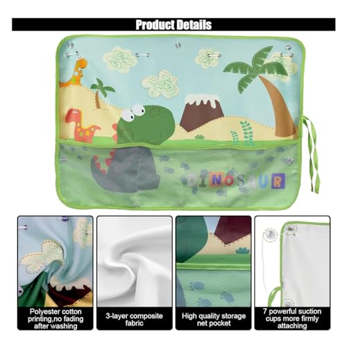 Car Window Shade for Baby, Blackout Car Window Curtain with Storage Pockets & 7 Suction Cups, Cartoon Pattern Cars Side Window Sun Shade Cover for Sun/Heat/UV Rays Protection (Green-Dinosaurs) - color: Green-Dinosaurs