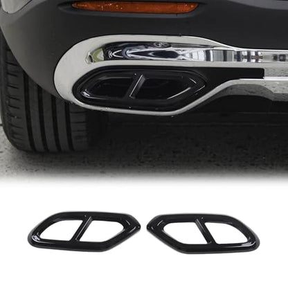 2PCS Car Exhaust Pipe Cover Compatible with Mercedes-Benz GLC Class 2023 Exhaust Tail Pipe Cover Trim Rear Bumper Exhaust Pipe Cover ABS Exterior Accessories (Glossy Black) - style: Glossy Black