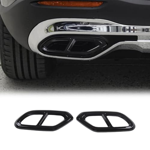 2PCS Car Exhaust Pipe Cover Compatible with Mercedes-Benz GLC Class 2023 Exhaust Tail Pipe Cover Trim Rear Bumper Exhaust Pipe Cover ABS Exterior Accessories (Glossy Black) - style: Glossy Black