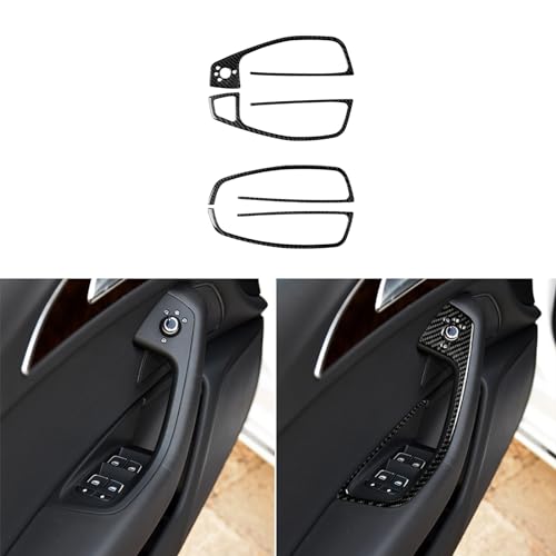Real Carbon Fiber Interior Accessories Sticker Compatible with Audi A6 A6L 2012 2013 2014 2015 2016 2017 2018 Car Window Lift Switch Controls Decor Decal Trim Cover Black - color: Window Lift Switch Controls Decor
