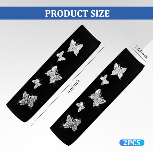 Car Seat Belt Covers, 2PCS Butterfly Soft Vehicle Seatbelt Shoulder Strap Pad Cushions, Comfortable Automotive Interir Harness Pad, Universal for SUV Automobile Truck (Silver) - color: Silver