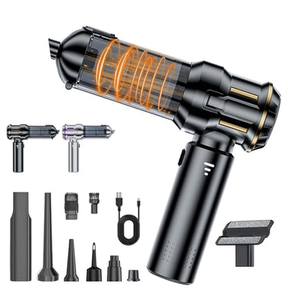 Handheld Car Vacuum Cordless, Mini Vacuum Cleaner Rechargeable, 16000Pa Hand Held Vacuum Cleaner Portable, Small Vacuum with Multi-Nozzles, Dust Duster for Car Home Office Pet (Black Gold)