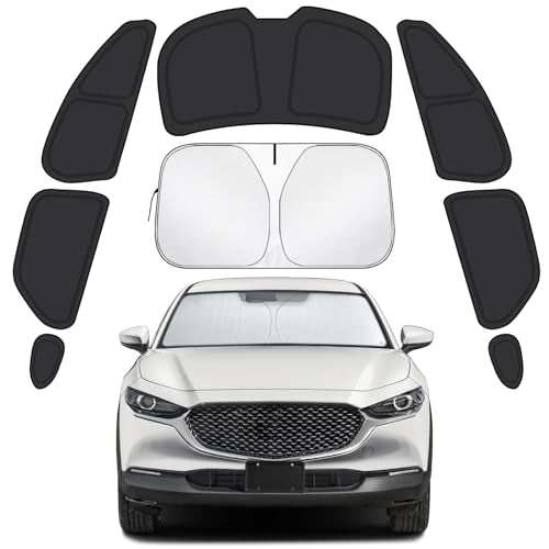 Car Window Shades for Mazda CX30 2019-2025 Accessories - Full Set 8PCS Side Window Sunshades with Memory Frame & Blackout Fabric, Privacy UV Shield for Camping/Travel - size: Fit for Mazda CX30 2019-2025
