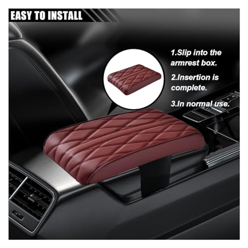 Car Center Console Cover Pad, Leather Auto Console Arm Rest Cover, Waterproof Car Armrest Seat Box Cushion Protector, Memory Foam Armrest Pillow for Most Cars (Burgundy) - color: Burgundy