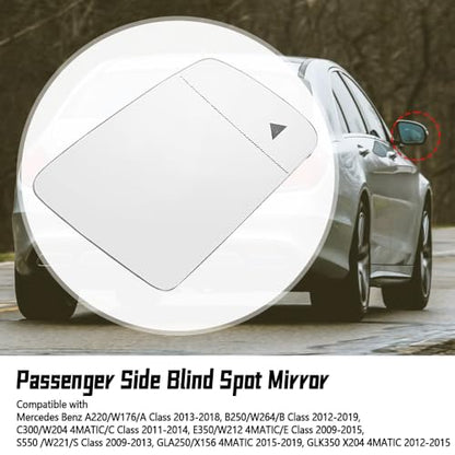 RH Heated Mirror Glass Fit for Mercedes Benz A Class B C Replace A2128102921, with Blind Spot Detection Right Passenger Side - size: Right Side