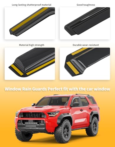 in-Channel Window Rain Guards Fit for 2025 2026 Toyota 4Runner, Extra Durable Window Visors Window Deflectors Vent Visors Vent Shades Car Accessories-4 pcs - size: Fit for 2025-2026 Toyota 4Runner