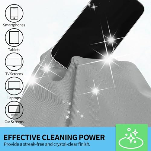 Microfiber Cleaning Cloth - 6 Pack Glasses Cleaning Cloth, 16" x 14" Window Cleaning Rags, Streak Free Lint Free Polishing Cloths Wipes for Eye Glass, Stainless Steel, Windshield, Grey - color: Grey, size: 6 Pk-16" X 14"