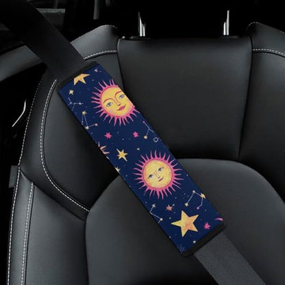 Women's Car Belt Covers, Space Galaxy Constellation Sun Moon Stars Pattern Fashion Cushion Pad Car Shoulder Strap Harness Pad - color: Color354