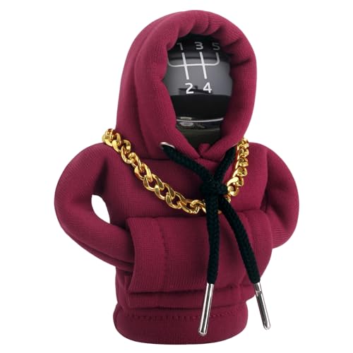 Funny Gear Shift Hoodie Cover, Car Shifter Knob Sweatshirt, Universal Stick Shift Cover for Car Gear Handle - color: Red