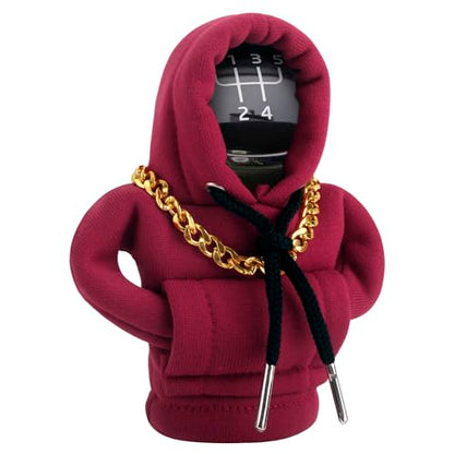 Funny Gear Shift Hoodie Cover, Car Shifter Knob Sweatshirt, Universal Stick Shift Cover for Car Gear Handle - color: Red