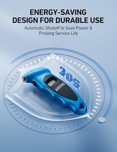 AstroAI Digital Tire Pressure Gauge 0-150PSI Calibrated to ANSI B40.7 +/-1PSI, Accurate in 0.1 Increments, Tire Repair Tools 4 Pressure Measurements for Car Truck with Backlight LCD, Blue - color: Blue