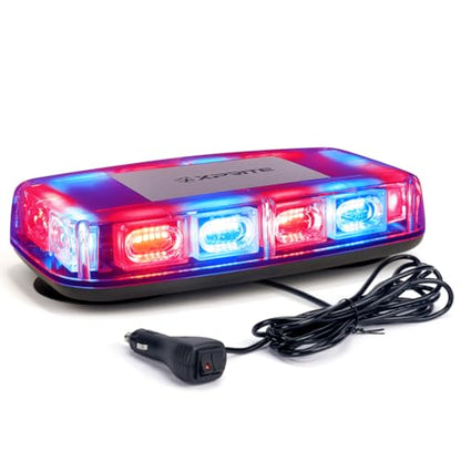 Xprite Upgraded 12" 72LED Rooftop Mini Strobe Lights, Emergency Safety Flashing Beacon Light Bar with Magnetic Base for 12V-24V Construction Vehicles, Trucks, Snow Plow, Postal Car (Mix Red/Blue) - color: Red Blue