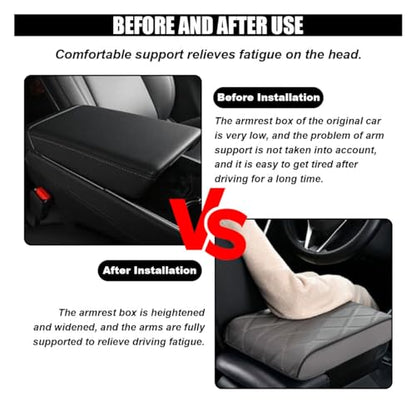 Car Center Console Cover Pad, Leather Auto Console Arm Rest Cover, Waterproof Car Armrest Seat Box Cushion Protector, Memory Foam Armrest Pillow for Most Cars - color: Gray