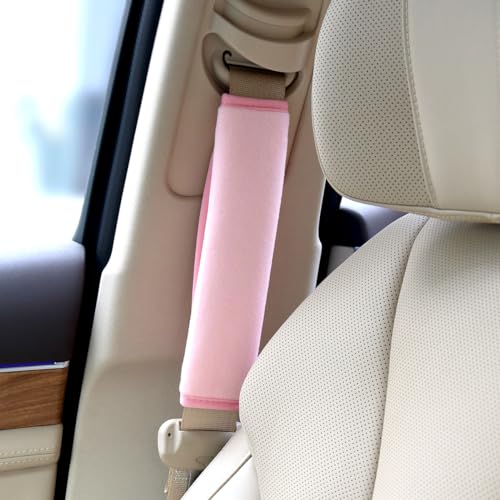 yuntop 2 PCS Car Seat Belt Pads Cover Soft Seat Belt Shoulder Pad Safety Belt Strap Shoulder Pad Comfortable Driving Compatible with Most Cars Helps Protect You Neck and Shoulder (Pink) - color: Pink