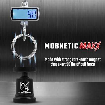 Mob Armor MobNetic Maxx - USA Assembled Magnetic Phone Holder for Car, Magnetic Car Phone Mount, 90-Degree Tilt, 360-Degree Rotation, Aluminum Metal, Compatible with iPhone & Android - Black - color: Black