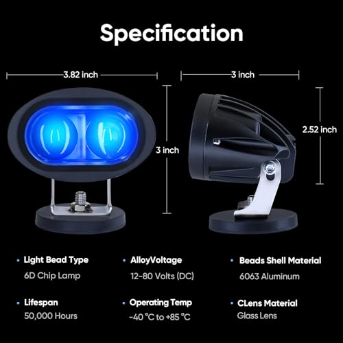 20W Blue LED Forklift Safety Light - Spotlight Pattern, Adjustable Mounting Bracket with Magnetic Base, 12-80V, IP68 Waterproof for Industrial and Warehouse Safety - style: Magnetic