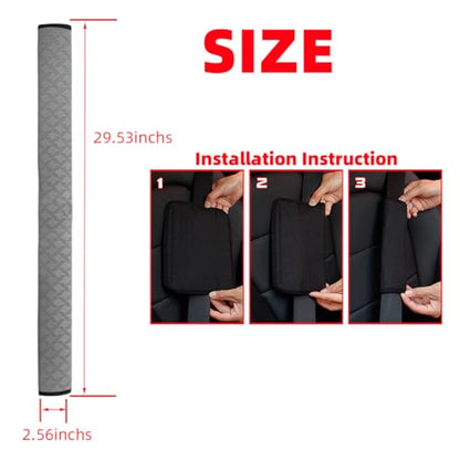 2PCS Extra Long Car Seatbelt Cover, 29.53 inches Soft Leather Vehicle Safety Seat Belt Strap Cushion, Comfortable Auto Shoulder Neck Chest Protection Pads Accessories, Extremely Long (Gray) - color: Gray/29 inches
