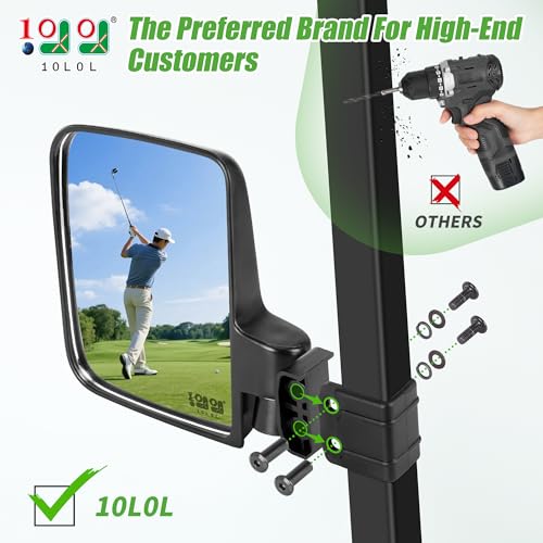 10L0L Golf Cart Mirror No Drilling Side Mirrors with Blind Spot Mirrors Universal for Yamaha, Club Car, EZGO, Folding Side Rear View Mirrors Adjustable 180 Degree HD Glass - style: Side Mirrors & Blind Spot Mirrors