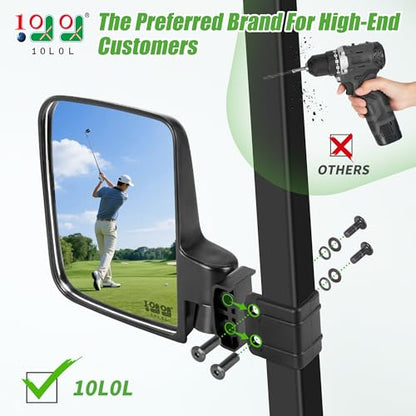 10L0L Golf Cart Mirror No Drilling Side Mirrors with Blind Spot Mirrors Universal for Yamaha, Club Car, EZGO, Folding Side Rear View Mirrors Adjustable 180 Degree HD Glass - style: Side Mirrors & Blind Spot Mirrors