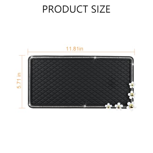 HZEL Bling Car Dashboard Non Slip Mat, Crystal Rhinestone Vehicle Dash Grip Pad Pad for Phone Sunglasses Electronic Devices, Diamond Sticky Automotive Gripping Mat Accessories, Universal Fit (Daisy) - size: Rhinestone+Daisy
