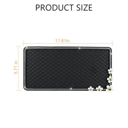 HZEL Bling Car Dashboard Non Slip Mat, Crystal Rhinestone Vehicle Dash Grip Pad Pad for Phone Sunglasses Electronic Devices, Diamond Sticky Automotive Gripping Mat Accessories, Universal Fit (Daisy) - size: Rhinestone+Daisy