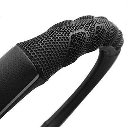Flying Banner car Steering Wheel Cover Faux Leather Massage Universal fit 3D Honeycomb Hole Anti-Slip Sporty 15 Inches (Grey Black) - color: Grey black