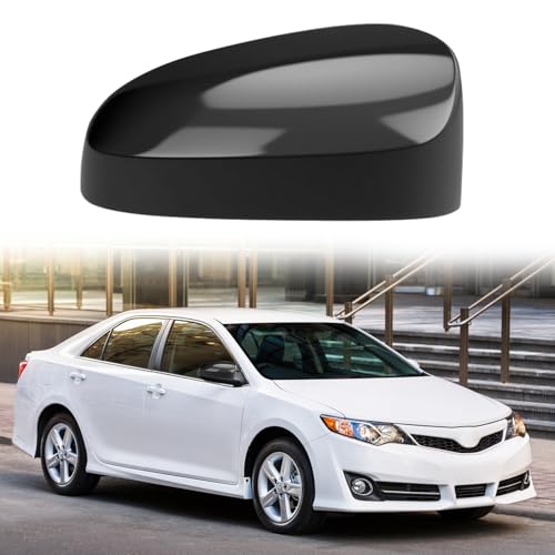 Glossy Black Right Passenger Side Mirror Cover Cap Housing Compatible with 2015 2016 2017 Toyota Camry without Turn Signal Model