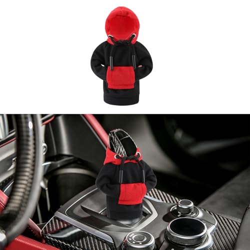 Universal Gear Shift Hoodie - 4.76Inch Funny Shifter Cover, Car Interior Accessories, Decoration for Most Car Gear Shift Levers - color: Black Red, size: 1 Piece