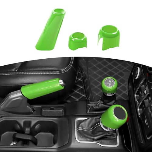 for Jeep JL Gear Shift Knob Handbrake Cover Trim for Jeep Wrangler JL JLU 2018 up for Gladiator JT 2020 up Green Interior Accessories 3pcs - color: Green