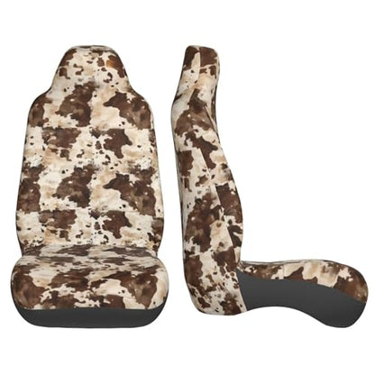 Car Seat Covers 2PCS Front Seat Only Cute Cow Automotive Vehicle Seat Cover, Cow Spot Cowhide Universal Seat Cover for Sedan, SUV, Truck Brown Car Accessories - color: Cute Cow
