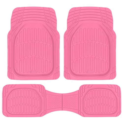 Popstar Pink Car Floor Mats - Universal Trim to Fit All Weather Champagne Pink Car Accessories - Girl Car Accessories for Women & Cute Car Mats for Women, Girly Car Decor, Truck, & SUV - color: PopStar Pink