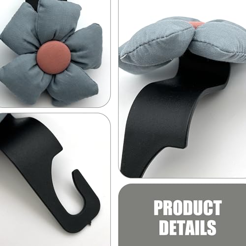 2 PCS Cute Flower Car Seat Headrest Hooks, Multifunctional Seat Back Hanger, Vehicle Back Seat Headrest Hanger Holder for Grocery Bag, Handbag, Clothes (Blue) - color: Blue