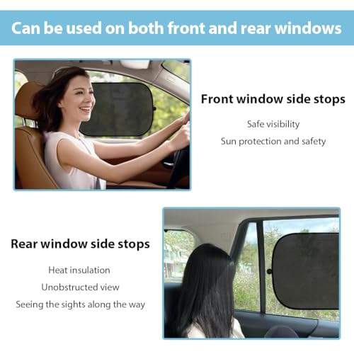 2PCS Car Window Shade, Auto Side and Rear Window Sunshade with Suction Cups, Foldable Sun Glare and UV Rays Protection Vehicle Sunshade Cover for Baby Child, Car Accessories