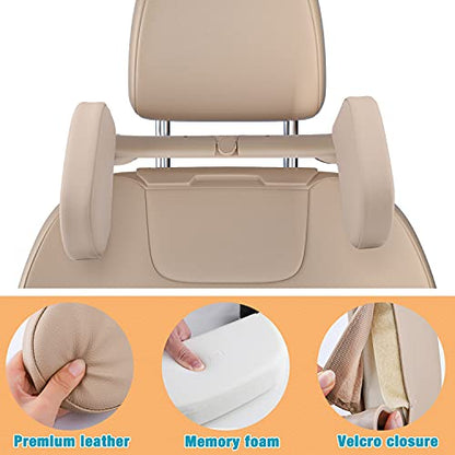 Car Seat Headrest Pillow, 360° Adjustable Car Seat Head Neck Support Rest Cushion, Travel Car Sleeping Pillow for Kids Adults-Beige - color: Beige