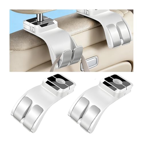 SWPHRT Car Seat Headrest Hook, Multifunctional Vehicle Backseat Storage Hanger for Purse Handbag Hat, Automotive Seat Back Bag Groceries Holder Hook, Universal for Truck SUV Sedan (White) - color: White